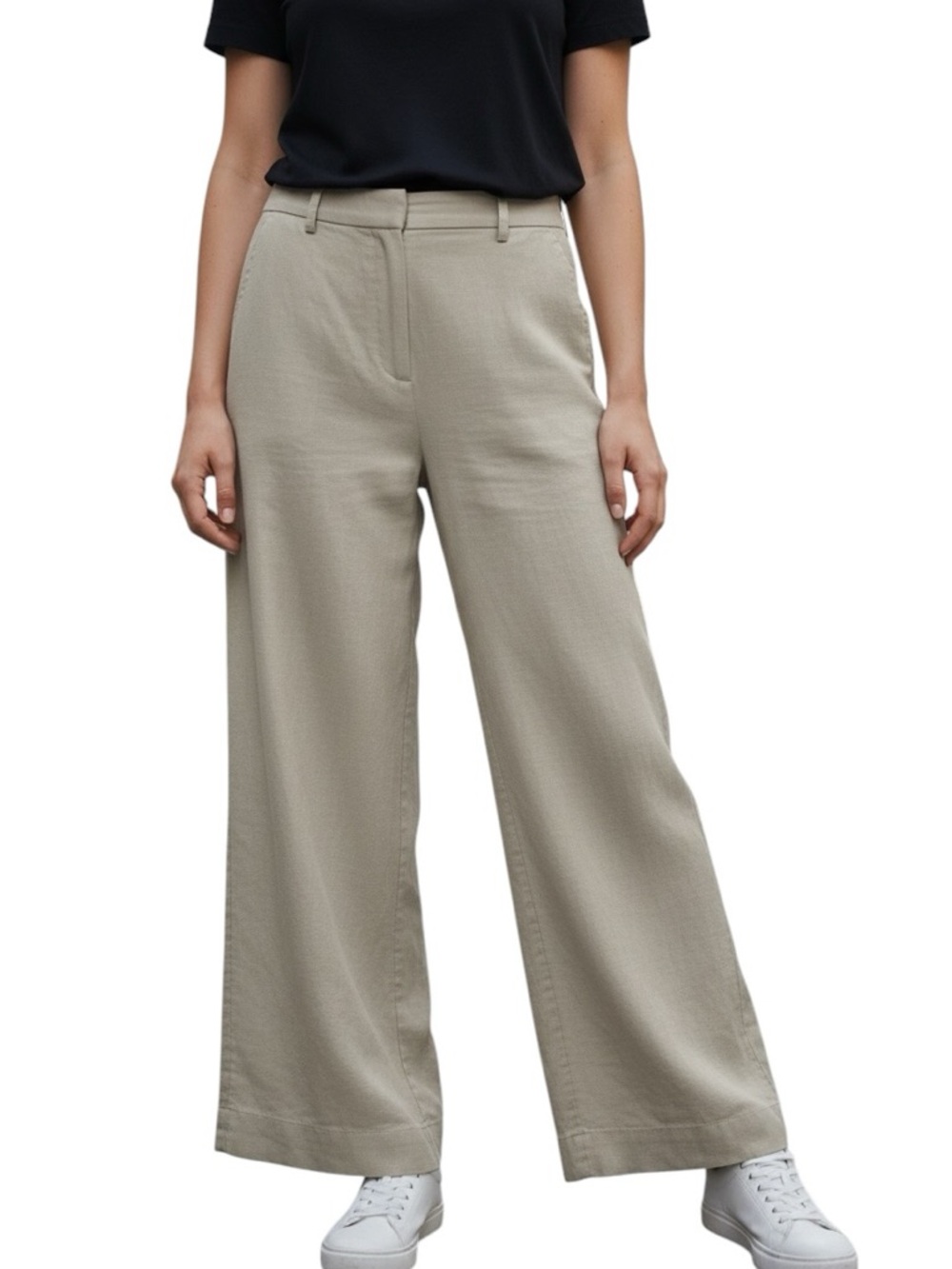 Abercrombie & Fitch Pants Wide-Leg High-Rise Light Beige Linen Size 25